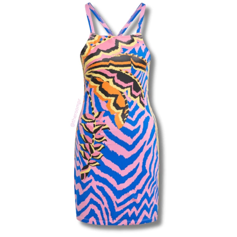 FARM Rio x adidas Vibrant Zebra Print Mini Dress